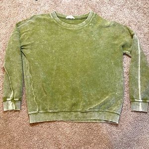 Peach Love Green Sweater ribbed